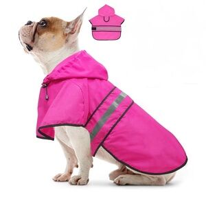 Pink Dog Raincoat with Reflective Stripes